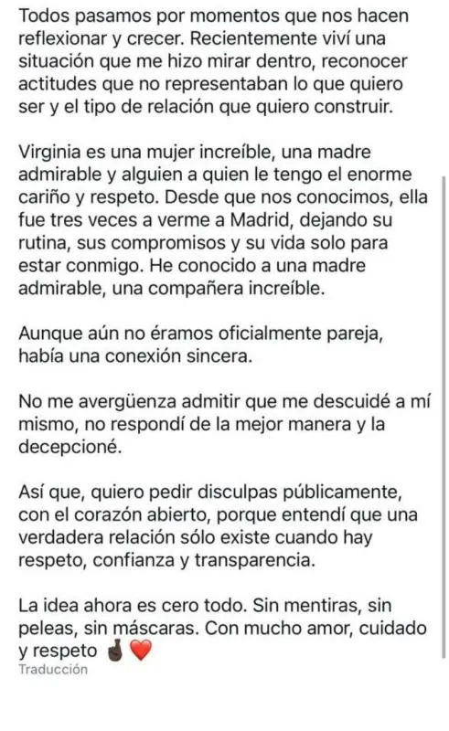 La disculpa | Captura de pantalla