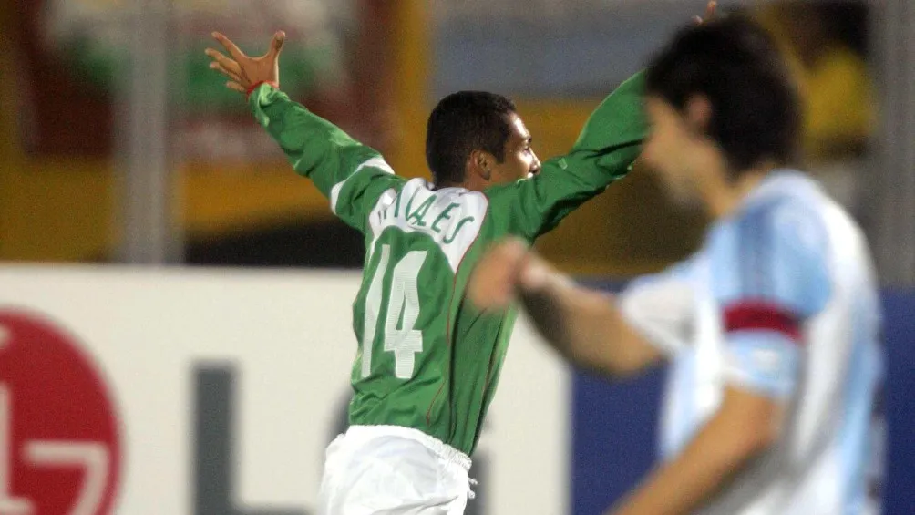 Ramón Morales festeja gol de México a Argentina en Copa América 2005 \ MEXSPORT