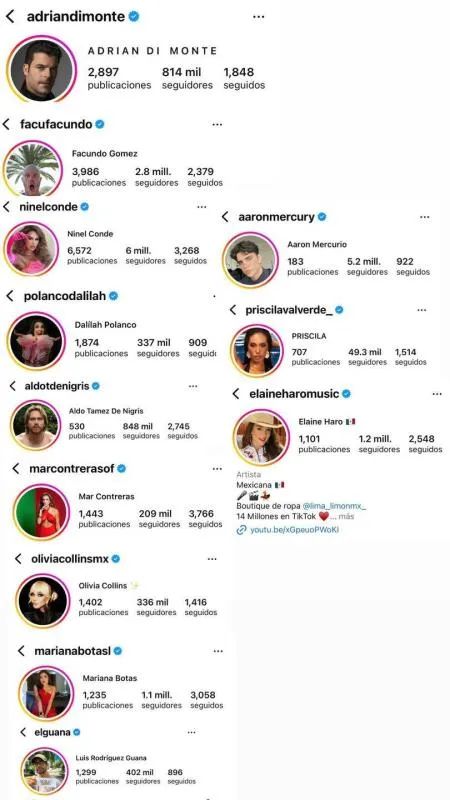 Las cuentas de Instagram de los participantes antes de comenzar el reality/RS