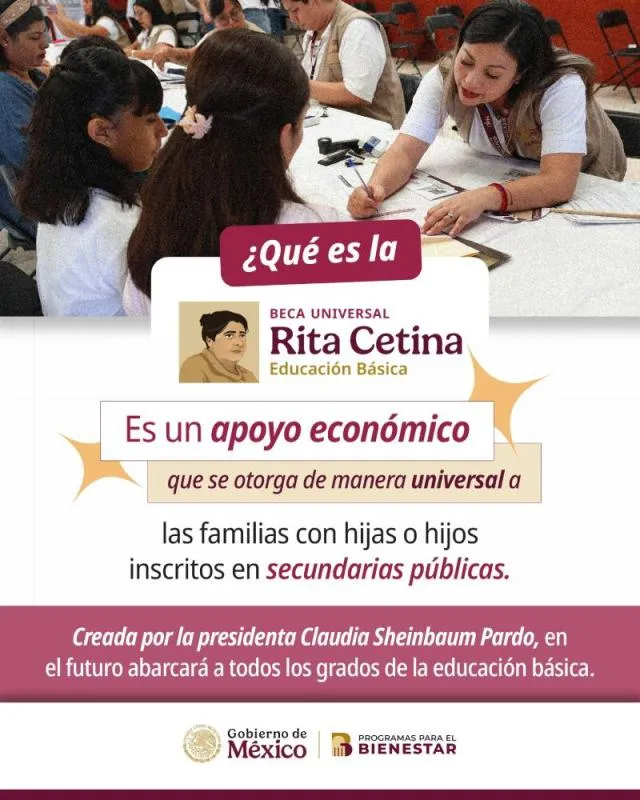 La Beca Rita Cetina busca apoyar a niños y jóvenes para que sigan sus estudios/Secretaría del Bienestar