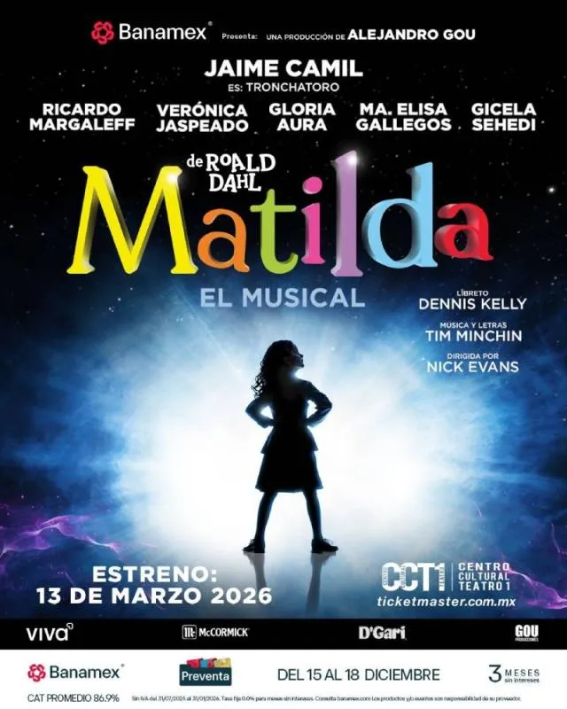 Matilda, el musical llegará a la Ciudad de México en 2026 con una nueva producción. / FB: Jaime Camil