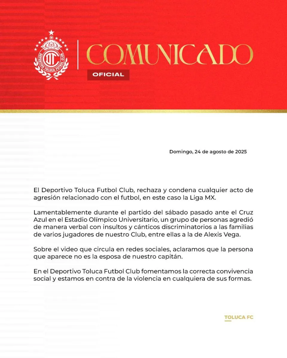 El comunicado de Toluca | @TolucaFC