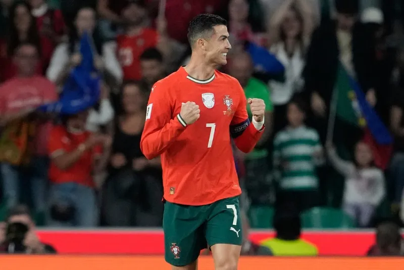 Ronaldo en festejo de gol ante Hungría