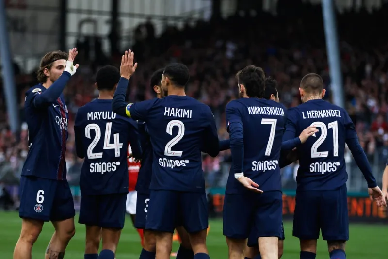 Jugadores de PSG en celebración