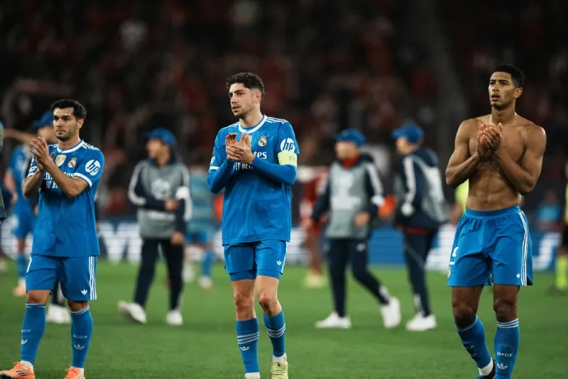 Jugadores de Real Madrid tras partido de Champions League