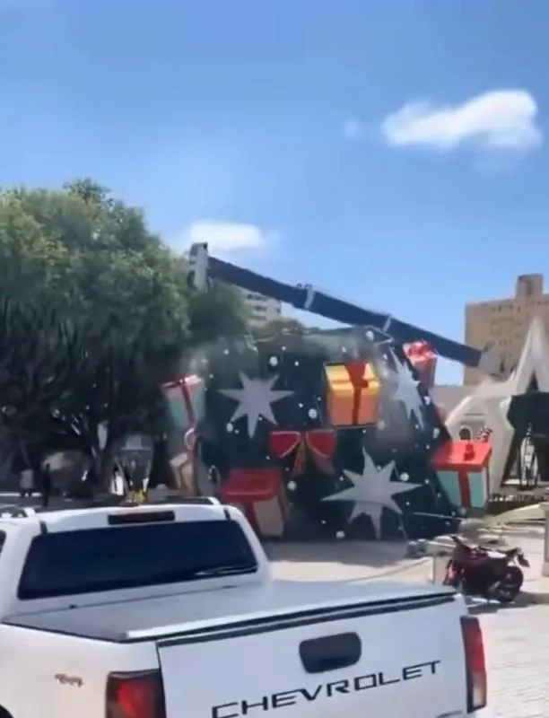 La grúa no soportó el peso lo que provocó su caída / Redes Sociales