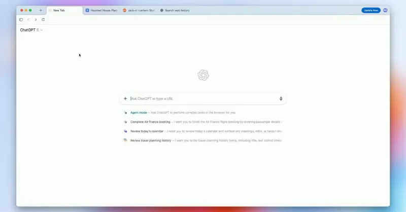 La interfaz de Atlas luce similar a la de cualquier navegador tradicional / Redes Sociales