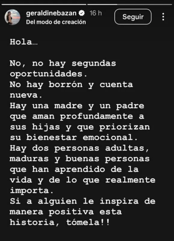 Geraldine Bazán dejó en claro que no hay segundas partes / Redes Sociales