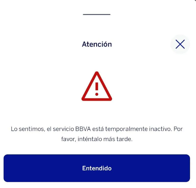 La aplicación del banco tampoco estaba funcionando/X