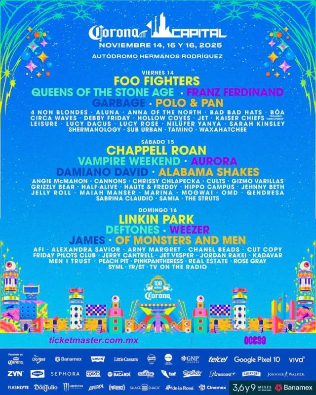 El cartel está muy completo para darle gusto a varias generaciones / FB: @CoronaCapital