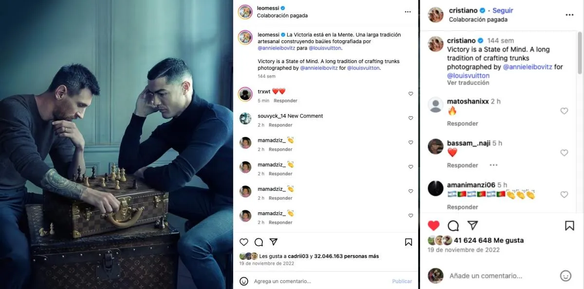 La publicación de Messi y CR7 jugando ajedrez aparece dos veces en la lista