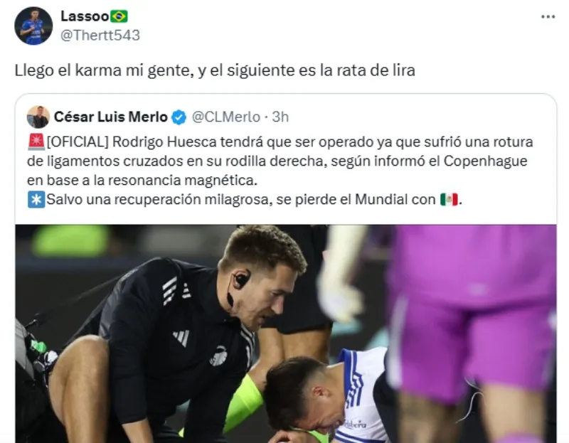 Algunos usuarios celebraron la lesión de Huescas