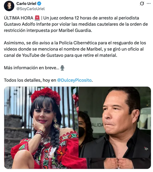 La noticia del arresto la dio a conocer Carlo Uriel en sus redes / Especial