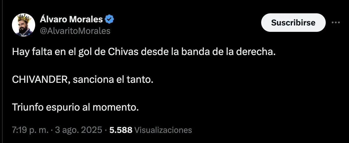 El tweet de Álvaro Morales | CAPTURA
