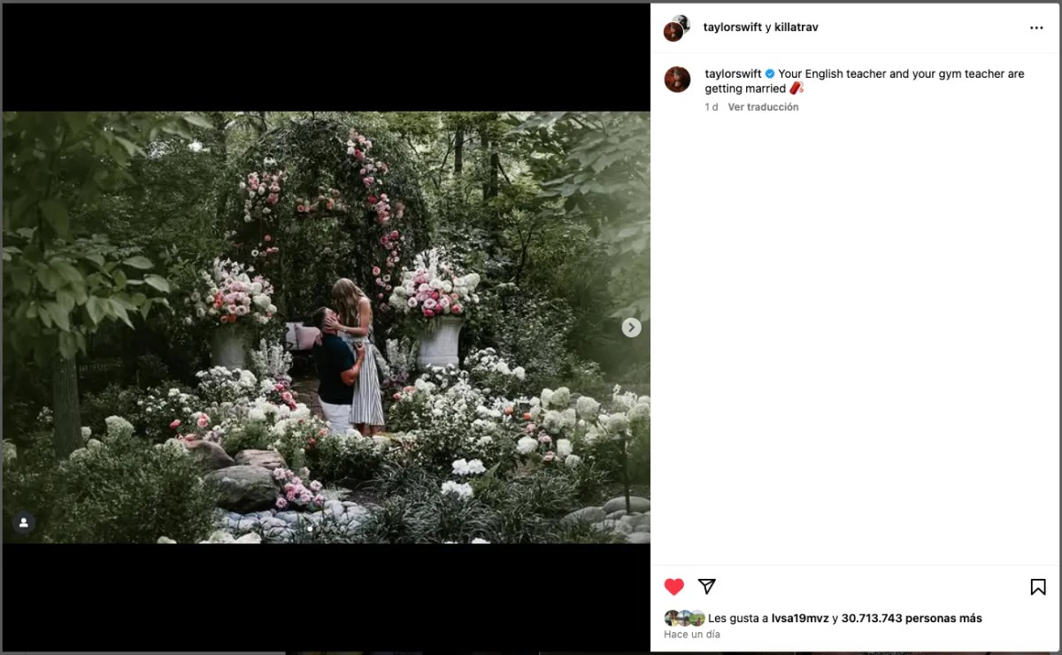 La publicación de Taylor Swift no tardó en volverse de las más gustadas