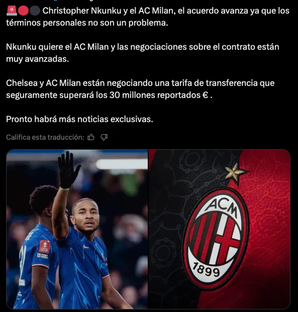 Milan está en negociaciones por Nkunku