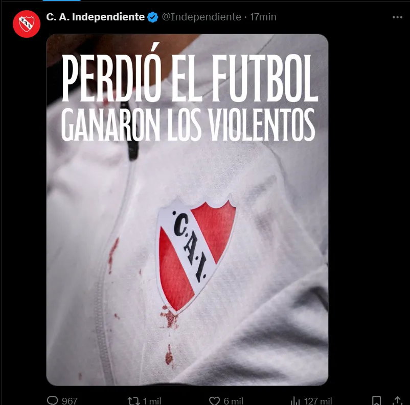 Así fue la publicación de Independiente