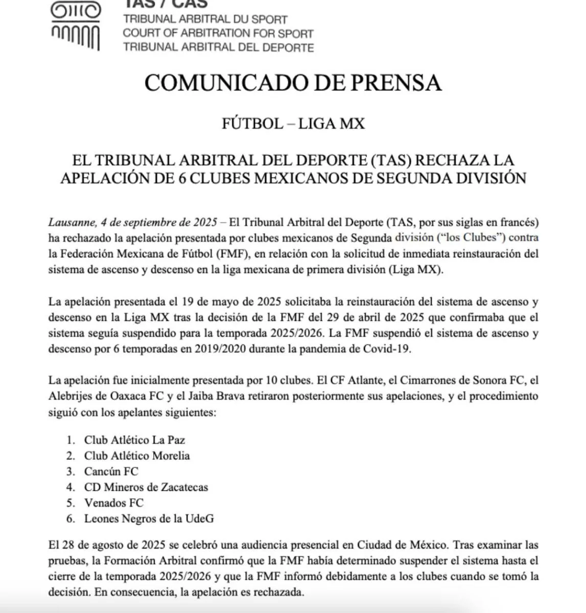 Comunicado | Captura de pantalla