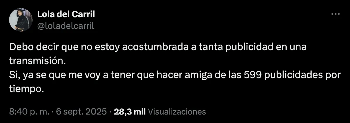 El mensaje de Lola del Carril | CAPTURA