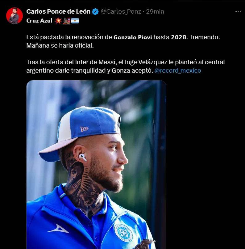 Se espera que mañana se haga oficial la renovación de Piovi