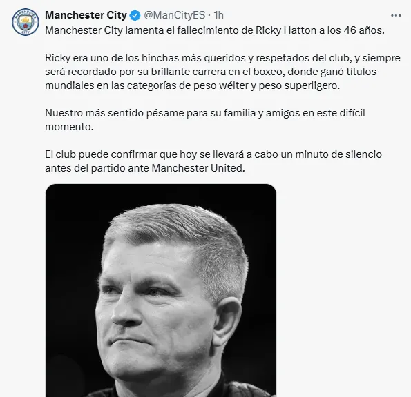 Manchester City se sumó a los mensajes de pésame