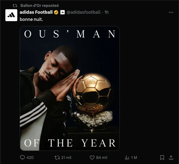 La felicitación de Adidas | CAPTURA