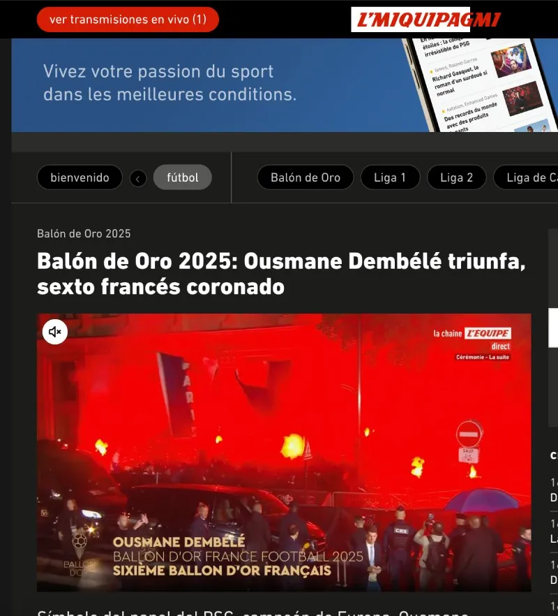 Diario L' Equipe | Captura de pantalla
