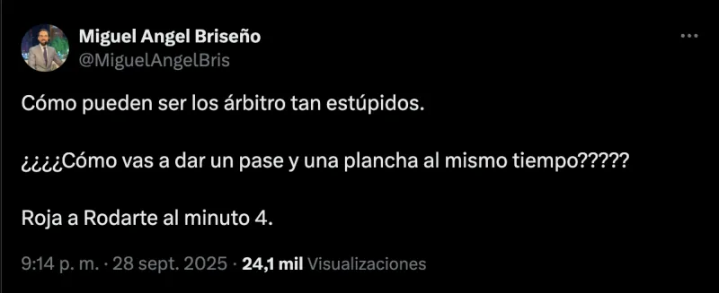 Briseño se quejó del arbitraje | CAPTURA