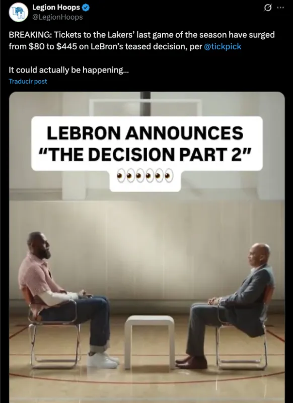 Los precios del último partido de los Lakers se han disparado | CAPTURA