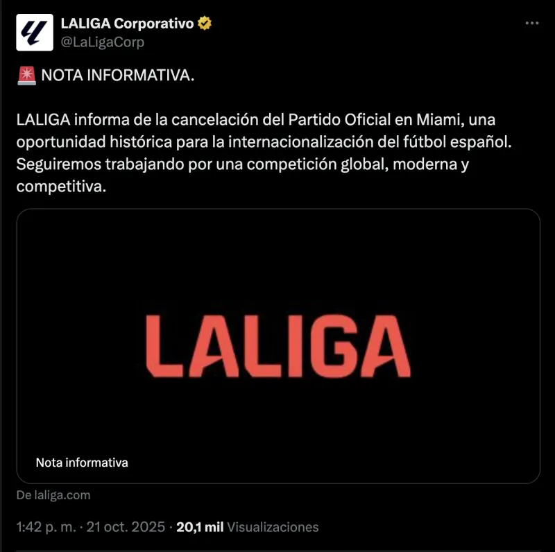 El comunicado de LaLiga | CAPTURA