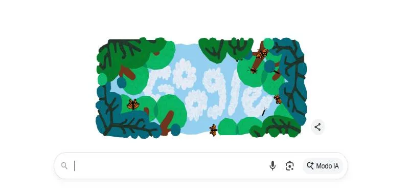 Doodle de Google destaca el regreso de la mariposa monarca y su mensaje ecológico. / Google