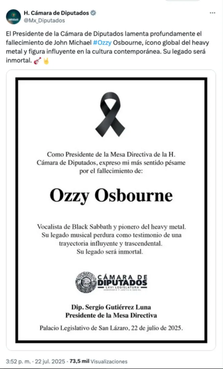 Esta esquela legislativa generó un sinfín de críticas / Redes Sociales