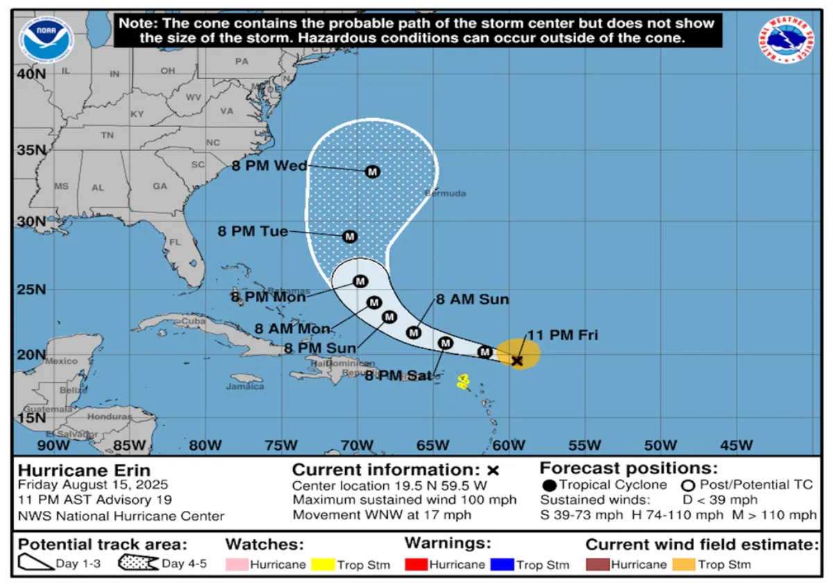 El huracán Erin, por el momento, no tocará tierra / Redes Sociales