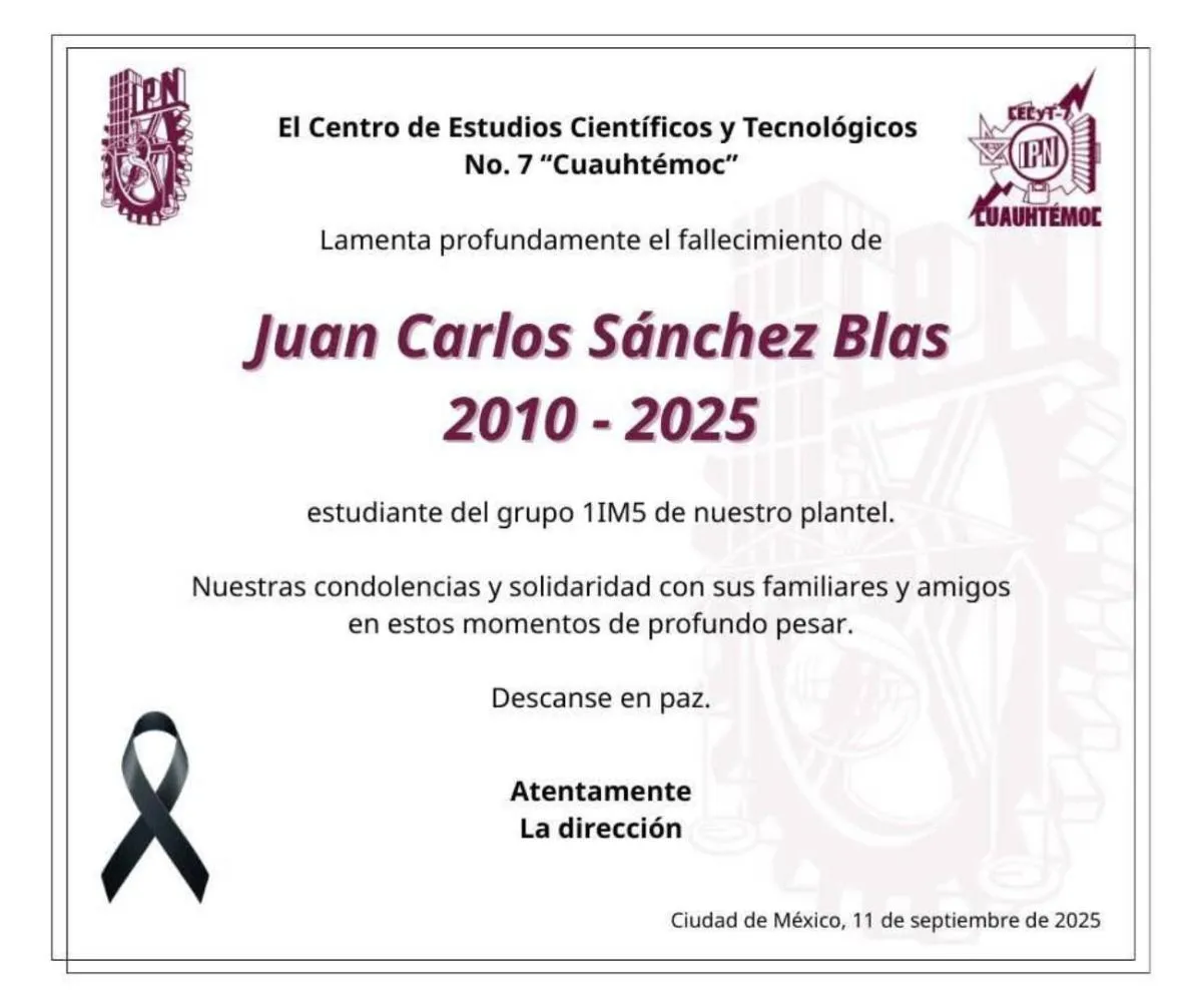 IPN lamenta la muerte de su estudiante/IPN