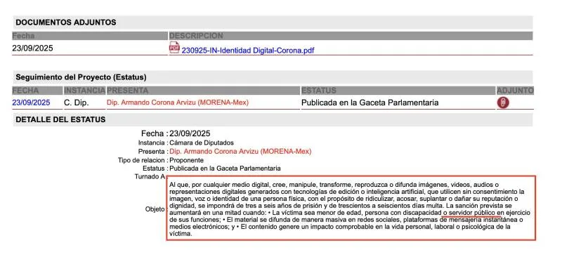 Armando Corona Arvizu, presentó una iniciativa para reformar el Código Penal Federal /X