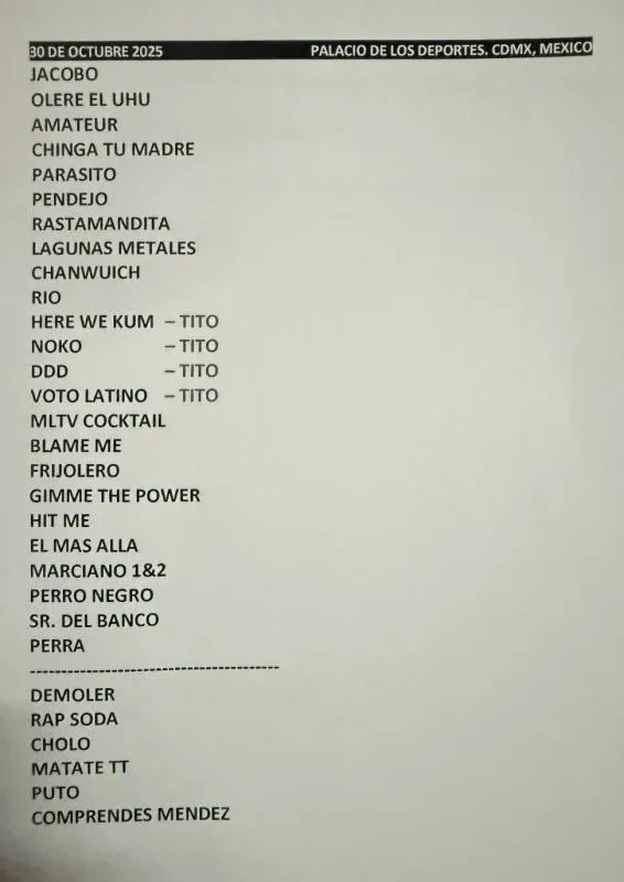 El set completo de Molotov en el Pacio de los Deportes / Cortesía OCESA