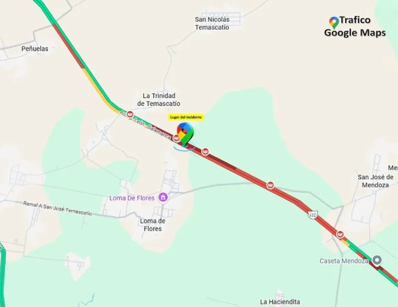 Lugar del accidente. / X: @pcguanajuato