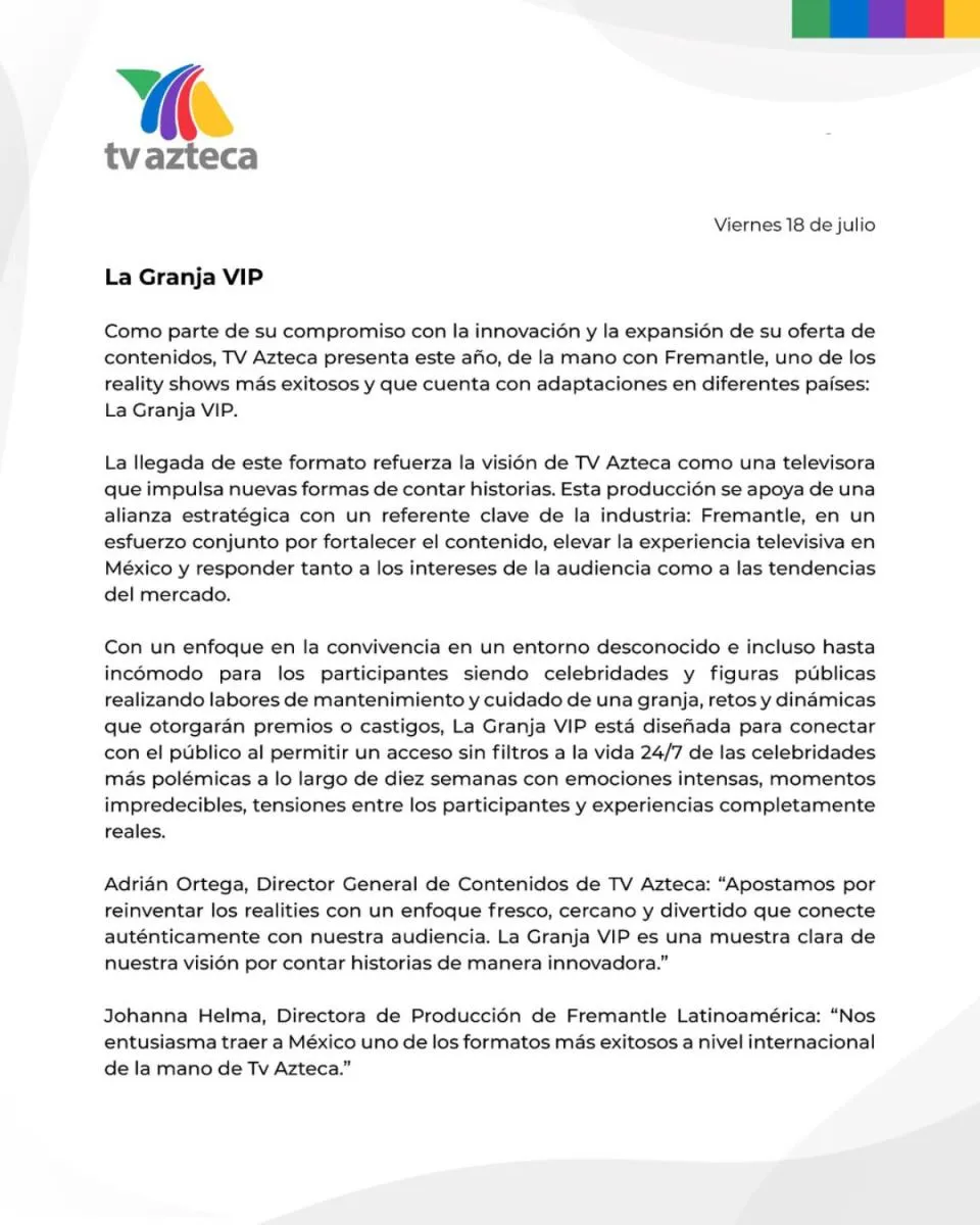 La televisora del Ajusco anunció con 'bombo y platillo' su nuevo programa / Redes Sociales