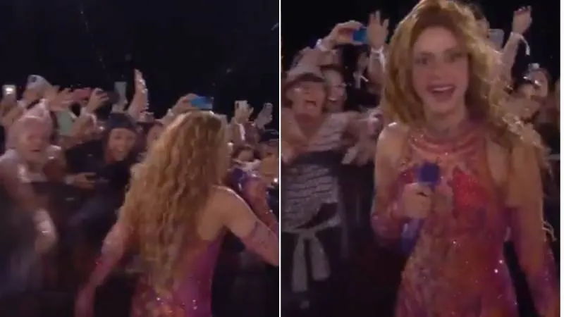 Momento en el que la fan jala del cabello a Shakira. / FB: Shakira