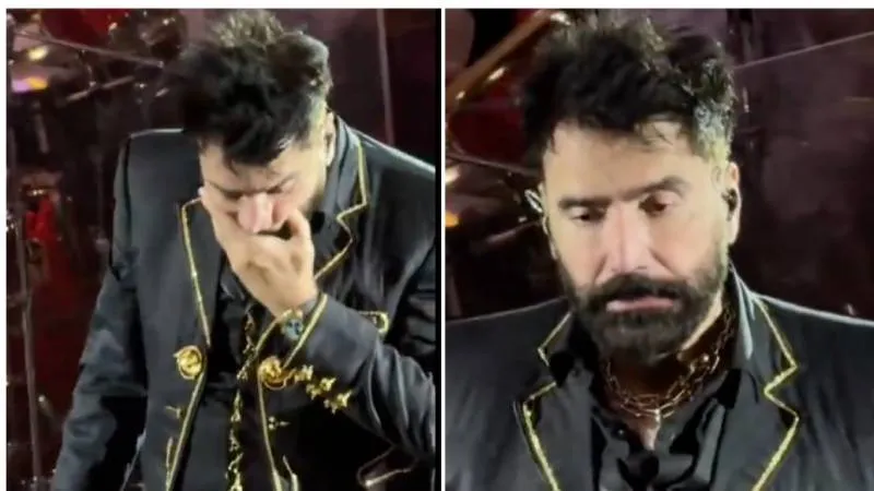 Alejandro Fernández durante su presentación en Querétaro, donde fue captado en aparente mal estado. / X