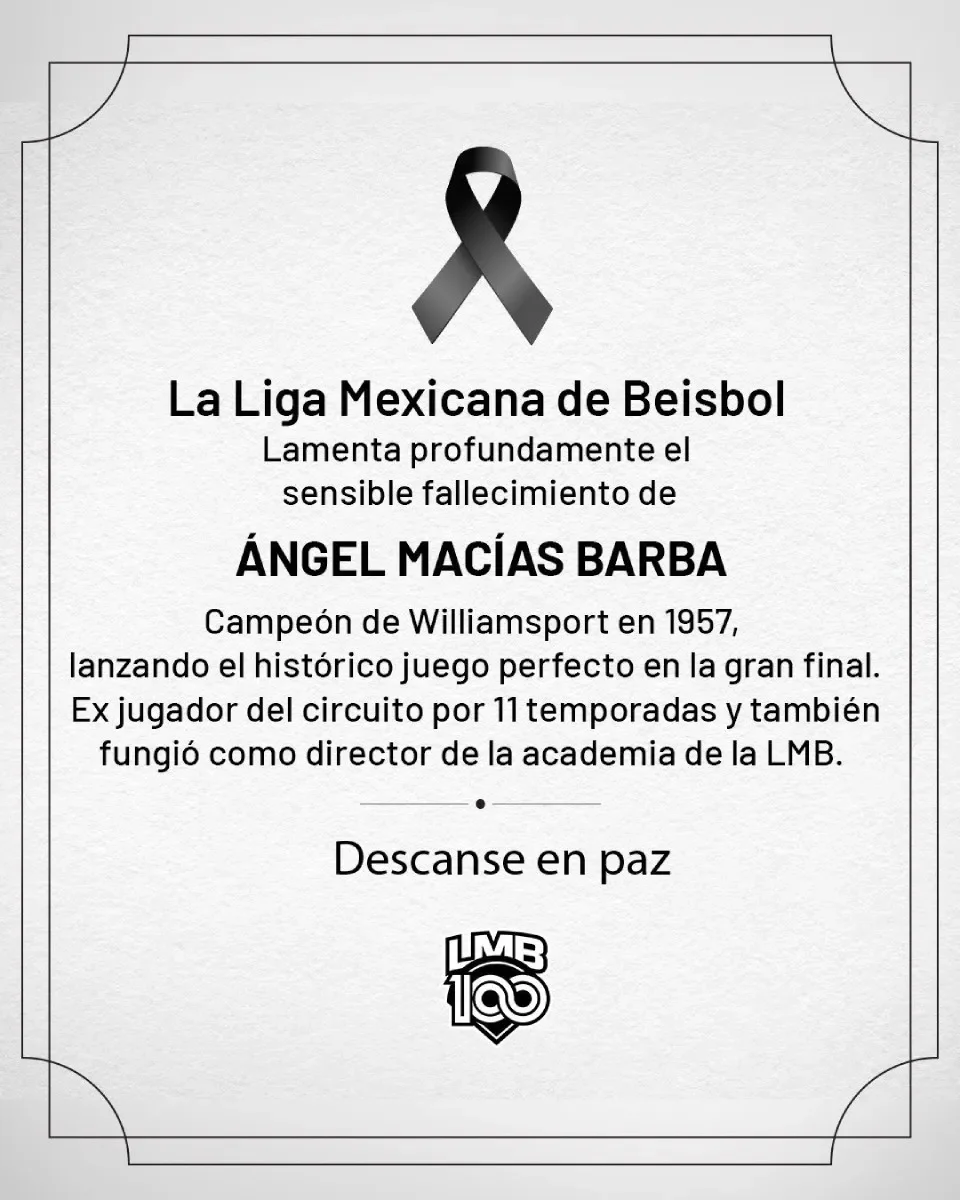 La LMB se despidió del legendario lanzador