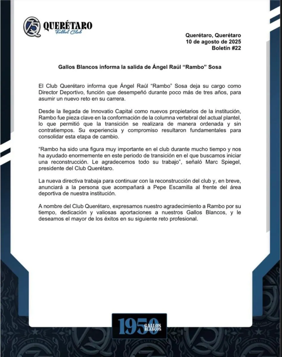 Comunicado | @Club_Queretaro
