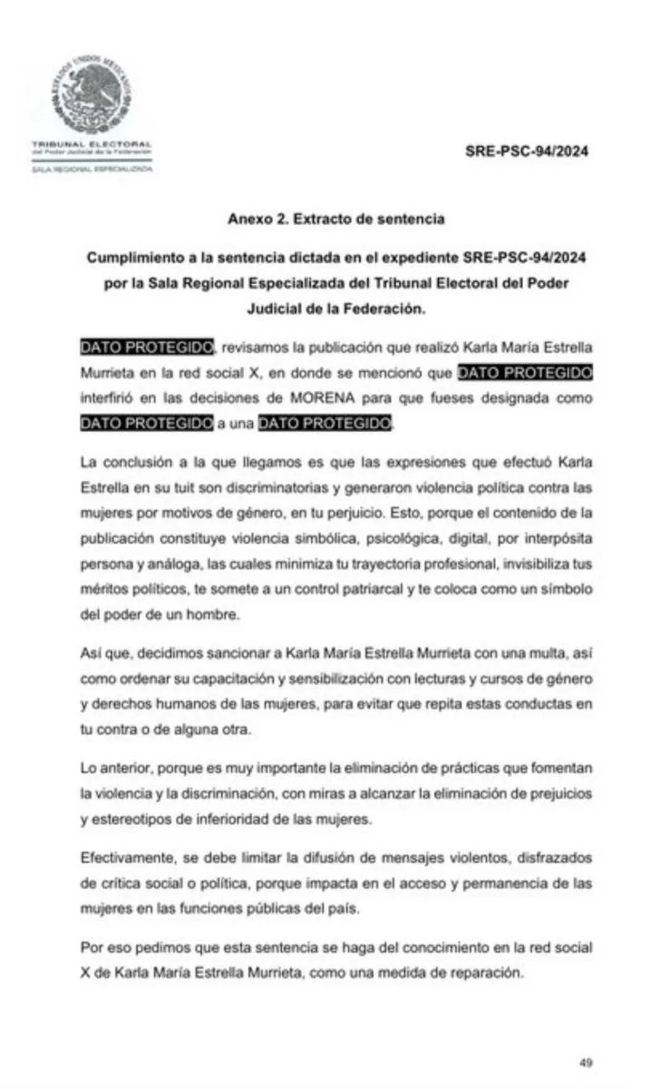 La disculpa, según el Tribunal debe de ir para &quot;Dato Protegido&quot; / Redes Sociales