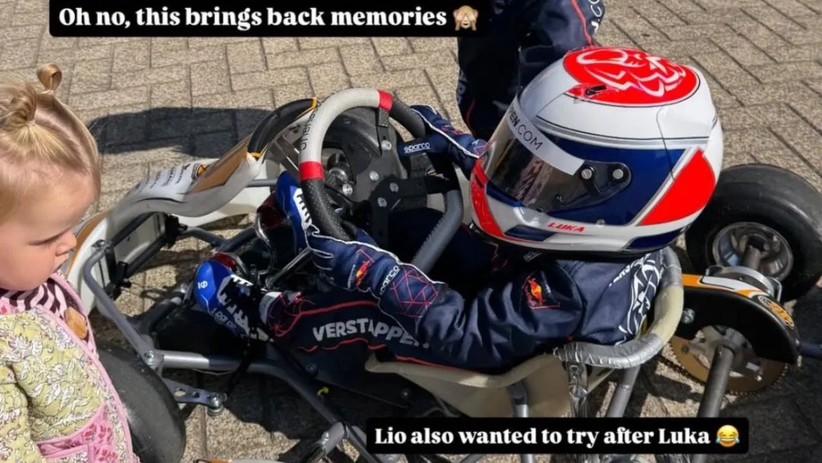 El sobrino de Max arriba de un karting | @SCUDERIAFEMBOY