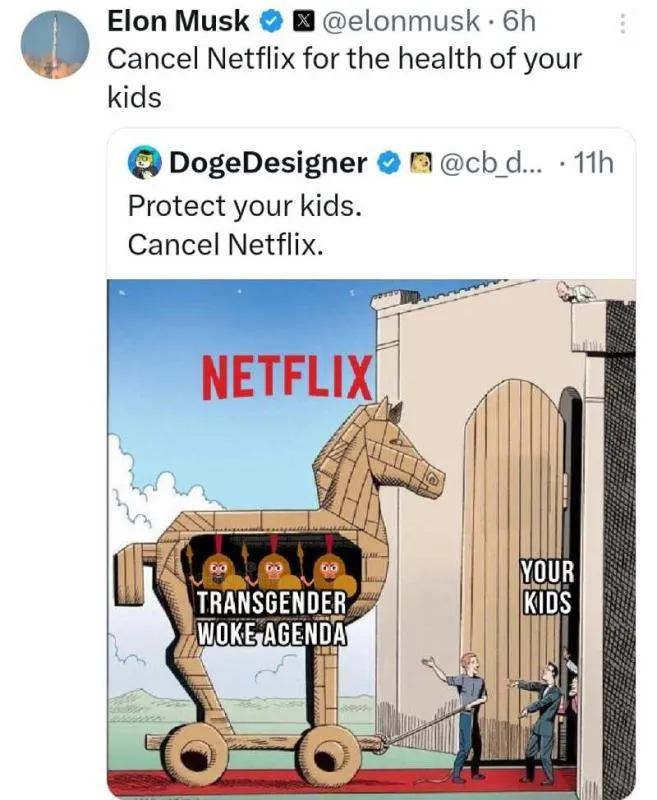 Con este tuit Elon Musk instó a sus seguidores a cancelar Netflix/X