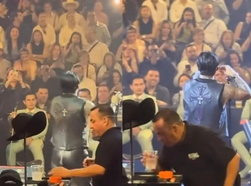 El staff fue captado revisando los vasos del cantante / Redes Sociales