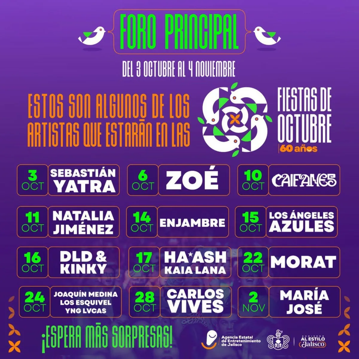 Pop, rock y cumbia estarán presentes con estos artistas del cartel / Redes Sociales