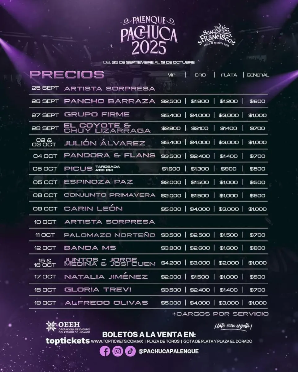 Los precios de los conciertos van dependiendo la zona y del artista / Redes Sociales