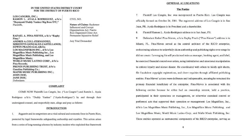 La demanda señala a su exesposa Mireddys González y a su exmanager Raphy Pina como parte del esquema./ X