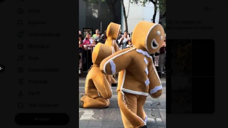 El calor extremo provocó que varios personajes navideños colapsaran en pleno recorrido./ Captura de pantalla